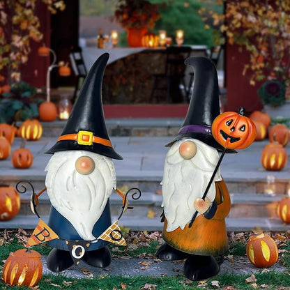 HONGLAND Cute Gnomes Decorations -14 Inch Fall Metal Gnomes Thanksgiving Day Decor - Elf Dwarf Gnomes Figurines - Gnome Decorations for Indoor Outdoor Home Decor