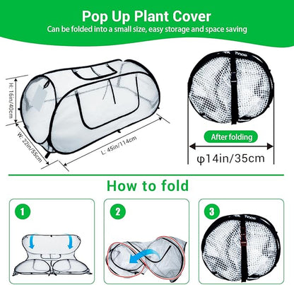 Garden Covers for Raised Beds, Pop Up Raised Garden Bed Cover, Garden Row Plants Cover Accelerator, Greenhouse Cover for Protecting Seedlings Fruits Vegetable Rows 45" L x 22" W x 16" H(1 Pack)