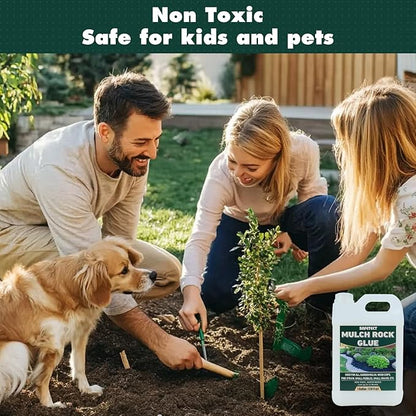 Mulch and Rock Glue for Landscaping Pea Gravel Glue Landscape Rock Adhesive for Garden, Fast-Dry, Non-Toxic Mulch Binder Stabilizer for Gravel, Stones and Bark 34fl oz