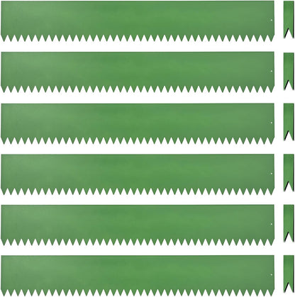 Landscape Edging Kit, Galvanized Steel Edging Landscape Lawn Edging Powder for Lawn Yard, Coated Bendable Metal Strips, No-Dig Hammer-in Edging Border w/Clips (6 INCH 6 PCS, Green)