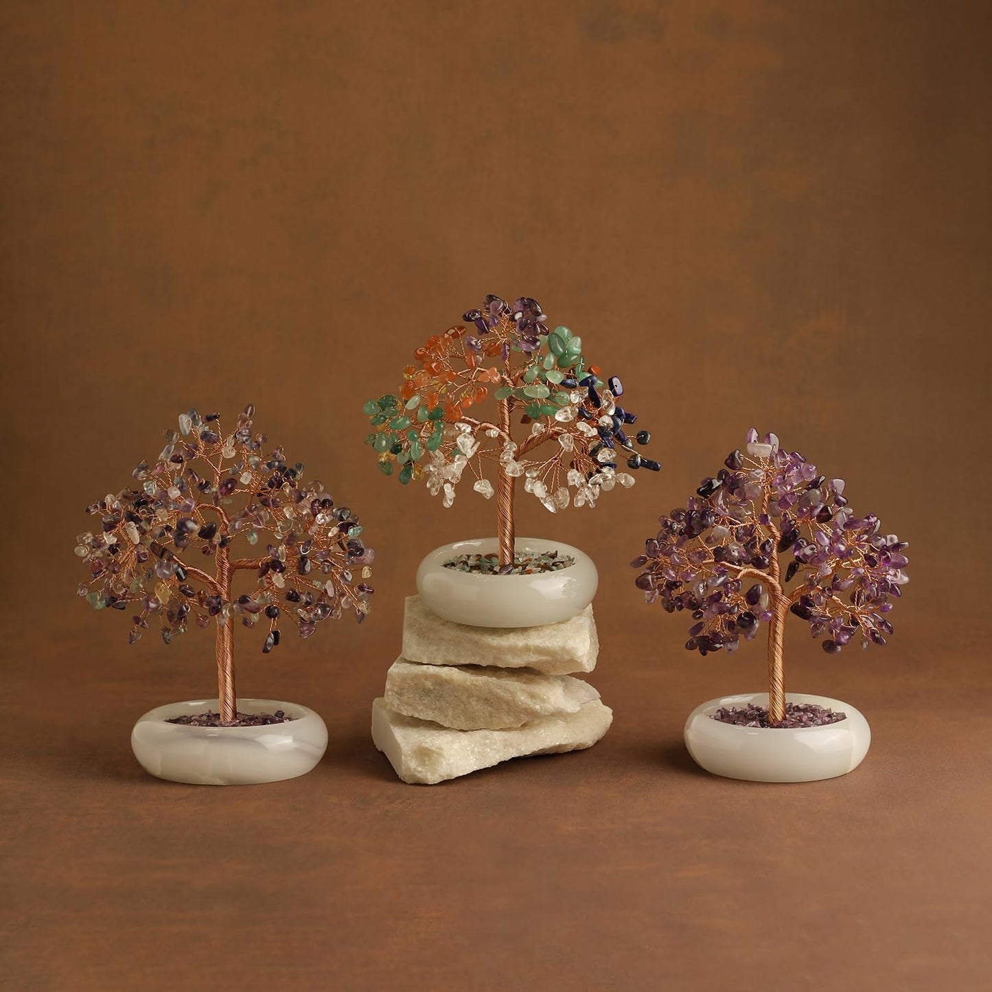 Amethyst Crystal Tree of Life Chakra Healing, Bonsai Tree, Gemstone Tree, Home and Office Desk Decor for Positive Energy, Birthday Wedding Gifts