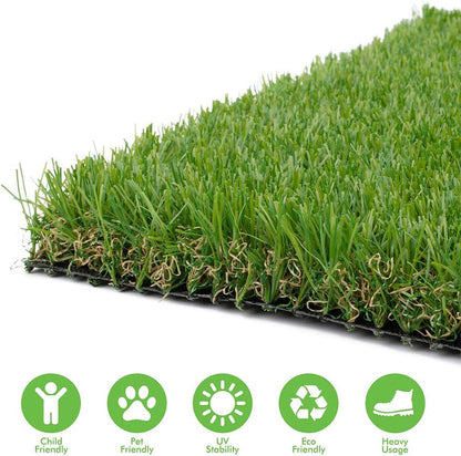 Artificial Grass Turf 3FTX15FT, 1.38" Pile Height Realistic Synthetic Grass, Indoor Outdoor Pet Faux Grass Astro Rug Carpet for Garden Backyard Patio Balcony