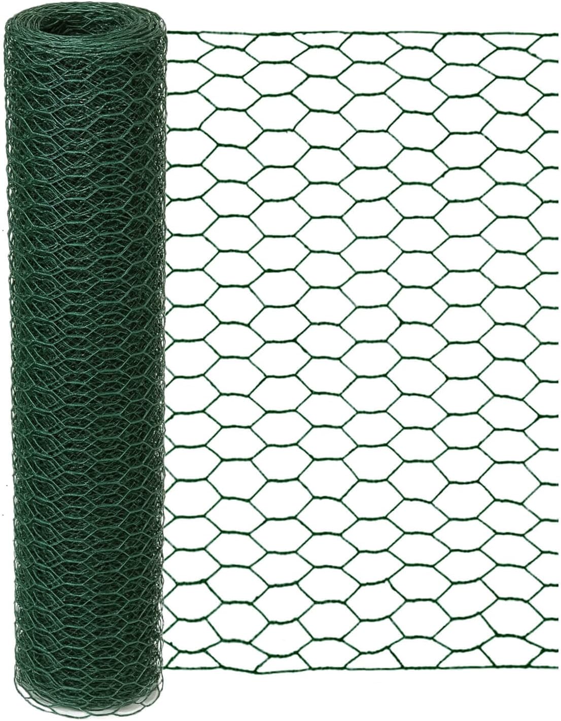 vensovo Green Chicken Wire for Crafts – 13.7"×157" PVC Coated Hexagonal Mesh Roll, cuttable and Shapeable Floral Wire Netting for Wedding Decorations, Garden Fencing