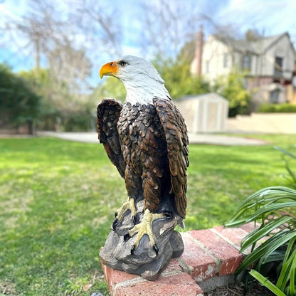 Large Garden Statue Standing Eagle Garden Sculpture, Majestic Hand Drawn Bald Eagle Decoration Flight of Freedom American Bald Eagle Yard Statue, Lawn and Courtyard Outdoor Decoration 13 x 24.4 Inch