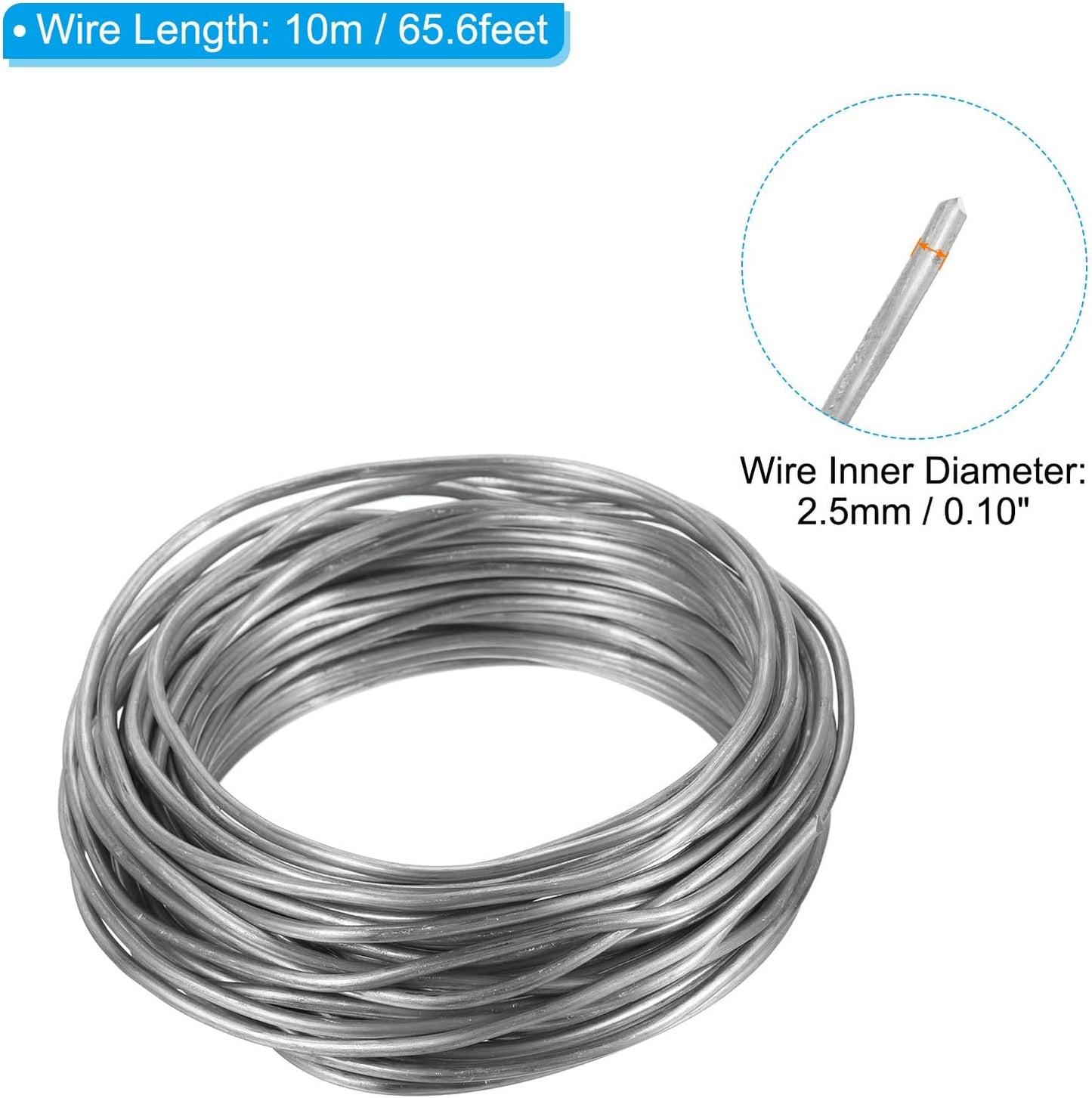 PATIKIL 2.5mm Bonsai Training Wire, Floral Wire Stems Anodized Aluminum Tree Wire 32.8 Feet Total for Gardening Branch Fixing, Silver Tone