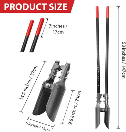 Post Hole Digger Heavy Duty Manual Hole Digger with Scale Mark for Digging,58 inches