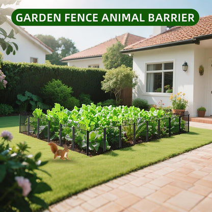 Decorative Garden Fence 17in x11.25ft,10 Pack Rustproof Metal No Dig Fence Animal Barrier for Dog, Arched Flower Bed Edging Ornamental Wire Border Panel Fencing for Yard Patio Outdoor Decor