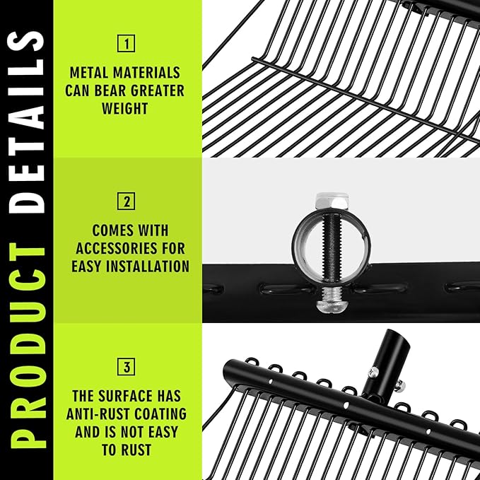 Tandefio 1 Pack Pitchfork Replacement Head Metal Horse Manure Rake Gardening Pitch Fork with Angled Tines for Horse Stall Poop Picking up(Black)
