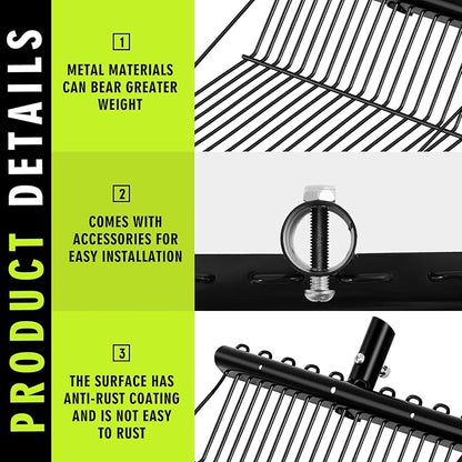 Tandefio 1 Pack Pitchfork Replacement Head Metal Horse Manure Rake Gardening Pitch Fork with Angled Tines for Horse Stall Poop Picking up(Black)