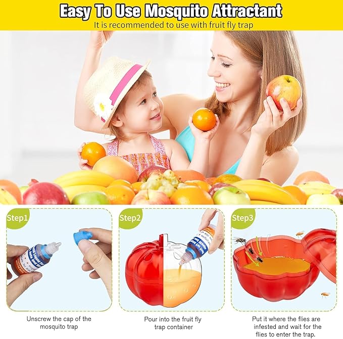 Fruit Fly Trap Refills Liquid Only, Fruit Fly Traps for Indoors,Ready-to-Use Gnats Killer Indoor Trap,Gnat Catcher for Home Kitchen (6 Pack)