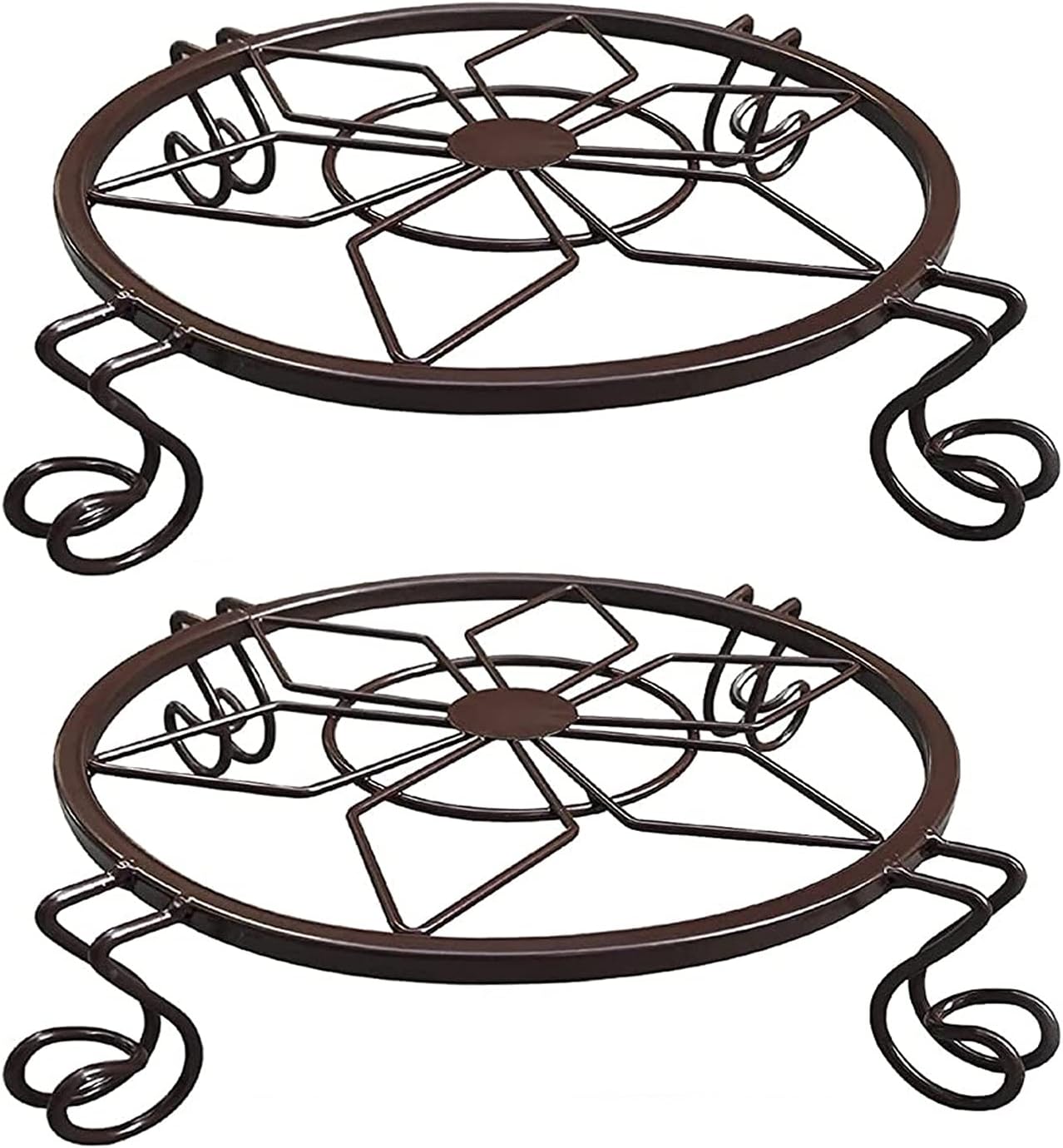 Flower Pot Stand Heavy Duty 2 Pack Planter Holder Indoor Outdoor Home & Garden Decor(Champagne)