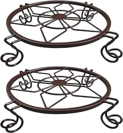 Flower Pot Stand Heavy Duty 2 Pack Planter Holder Indoor Outdoor Home & Garden Decor(Champagne)