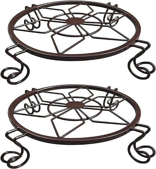 Flower Pot Stand Heavy Duty 2 Pack Planter Holder Indoor Outdoor Home & Garden Decor(Champagne)