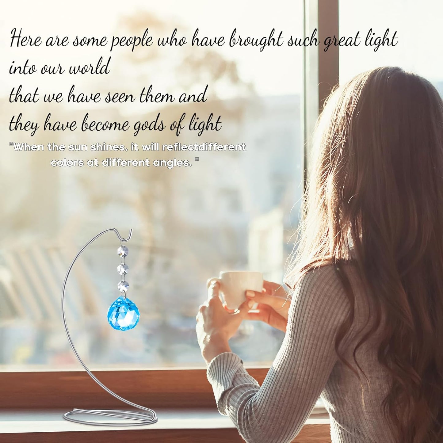9-in Memorial Gifts,Sympathy Gifts for Loss of Loved One,40mm Crystal Suncatcher,Remembrance Gift for Loss of Mother Dad Friend Son Daughter,Sorry for Your Loss Gift,Silver Stand and a Sympathy Card