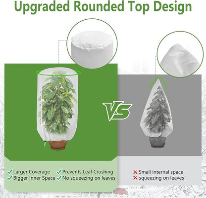 2 Pack Rounded Top Plant Covers Freeze Protection for Winter, Plant Covers for Winter, 75" X 90" Tree Frost Protection Blankets Outdoor With Zipper/Drawstring, for Shrub Bush Fruit Tree Potte(White)