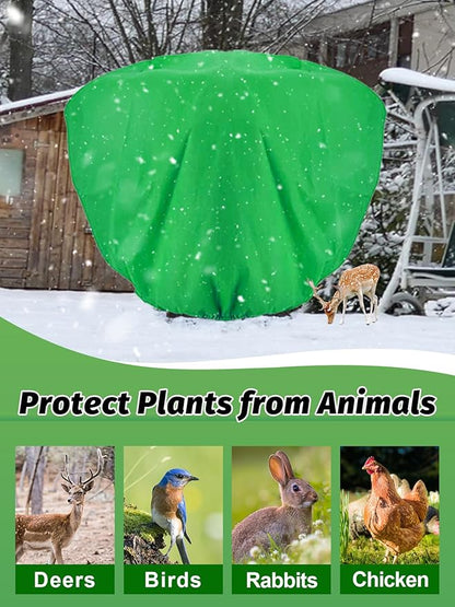 ANPHSIN 2 pcs 9.8ft x 9.8ft Extra Large Plant Covers Freeze Protection- Winter Shrub Plant Protection Bags, Frost Blankets Cloths with Drawstring for Outdoor Garden Potted Plants Shrub, Green