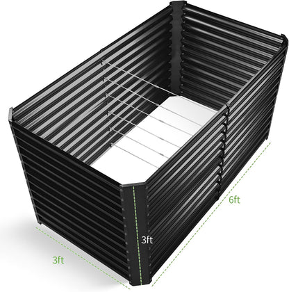 Land Guard 6x3x3ft Rectangular Galvanized Raised Garden Beds, Large-Capacity Metal Planter Box Outdoor, Durable Deep Raised Garden Bed 3ft Tall, Raised Beds for Gardening Vegetables, Dark Grey