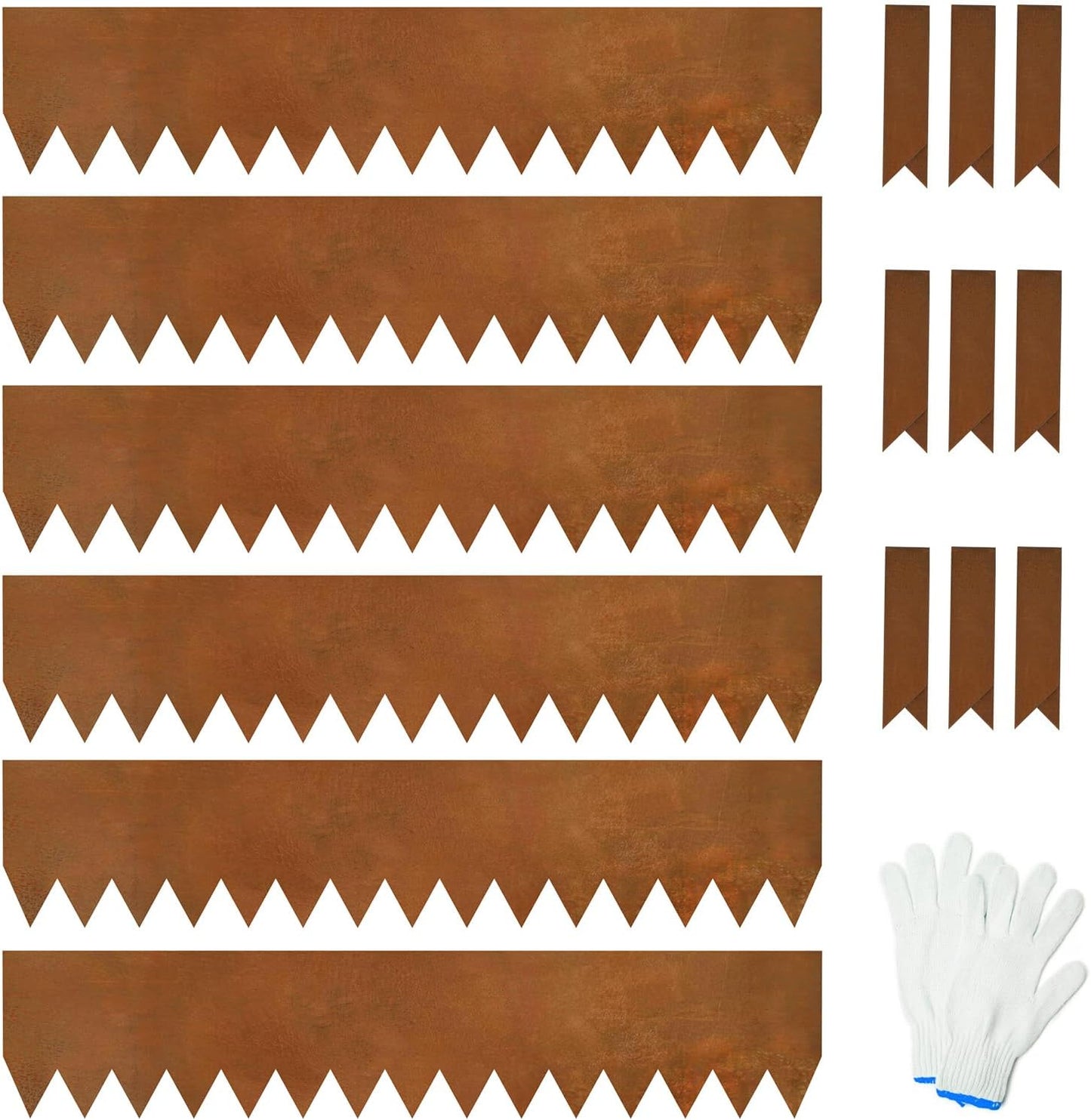 Weathering Steel Edging 6 Pack 40" L x 8" H Depth Corten Steel Landscape Edging Kit Rust Patina Finish, 20ft Total Metal Edging for Landscaping, Metal Garden Border & Lawn Edging