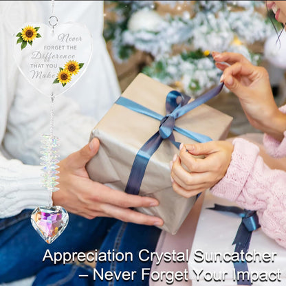 Crystal Suncatcher Thank You Gift – Never Forget The Difference You Make Ornament for Women, Appreciation Gifts for Coworkers, Teachers, Bosses, Nurses, Friends, Meaningful Keepsake