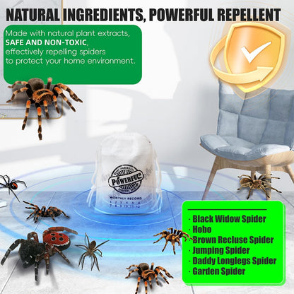 12 Pack Long-Lasting Spider Repellent Pouches - Natural Peppermint & Lemongrass Oil Blend, Indoor/Outdoor Pest Control for Closets, Attics, Garages, RVs (60 Day Protection)