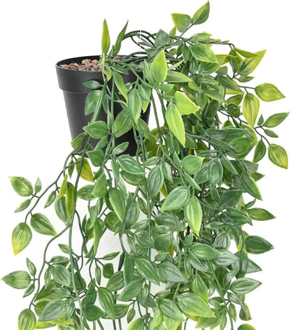 BLEUM CADE Fake Hanging Plants, 2pcs Artificial Hanging Potted Plant, Faux Mandala Vines Hanging Plant Greenery for Wall Shelf Home Living Room Indoor Outdoor Decor