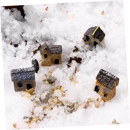 KESYOO 4pcs Miniature Gardening Landscape Resin Micro Village Houses for DIY Bonsai Terrarium Crafts