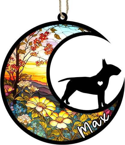 Personalized Dog Memorial, Custom Name Bull Terrier Dog Christmas Ornament with Name, Custom Breeds, Pet Loss Light Catcher, Gifts for Lovers Loss of Pet Sympathy on Mothers Day Christmas