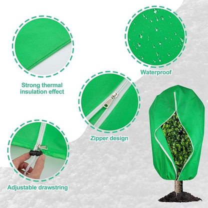 4 Packs Plant Covers Freeze Protection 47.7" X 72" - 2.2oz Large Frost Blankets for Plants Frost Cloth Plant Freeze Protection Tree Covers Bags with Zipper Drawstring Green