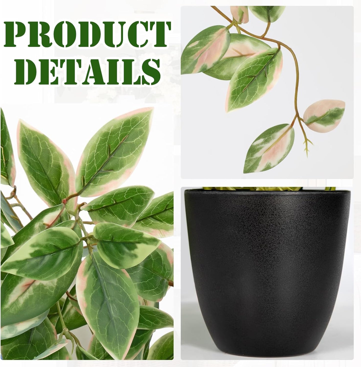 DILATATA Fake Plants Artificial Potted Plants 20 Inch Faux Peperomia Ivy Vine Plant Hanging Plant for Home Office Desk Shelf Indoor Outdoor Decor