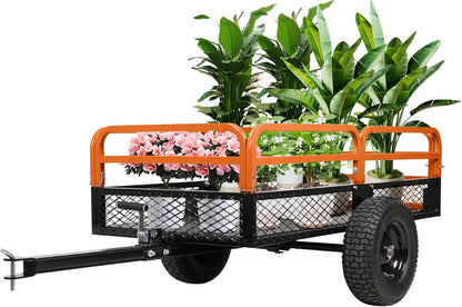 Heavy Duty Steel Dump Cart, 1500 Lbs Utility Garden Trailer, ATV Dump Trailer with Removable Sides, 15 Cubic Feet HD Agricultural Trailers for Tractor Lawn Mower Garden