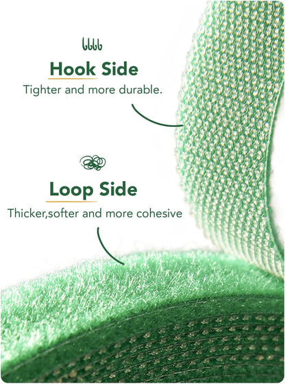 LE TAUCI Plant Ties, Garden Tape for Plant, Reusable Adjustable Thicker Support for Growing, Strong Grip, Tomato Vines Indoor Outdoor, 100 ft (2 roll 50ft) x 0.47 Inch, Green
