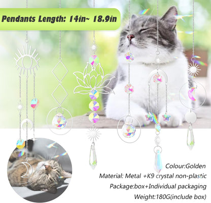 ilclviz Suncatcher Crystal Hanging Sun Catcher Prism with Chain Pendant Ornament Crystal Balls for Window 6 Pieces