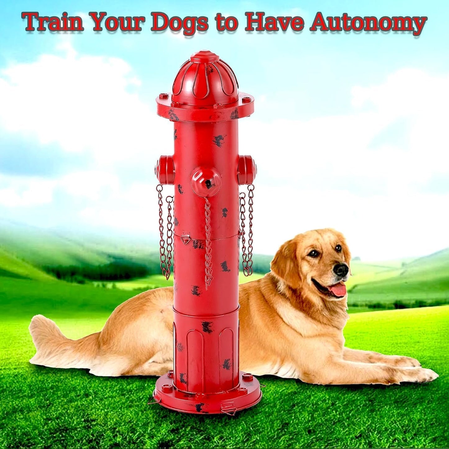24" H Metal Fire Hydrant for Dogs to Pee On, Vintage Mid & Large Dog Fire Hydrant Pee Post for Outdoor Decor