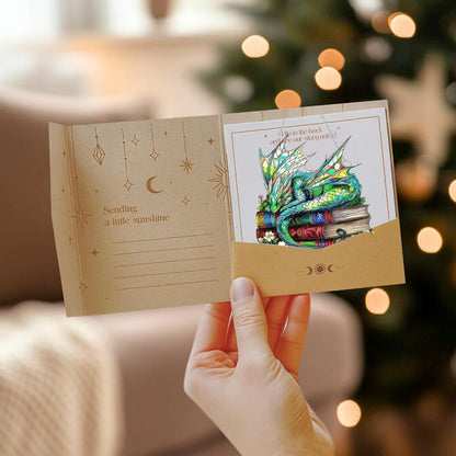 Dragon Books Bookish Acrylic Suncatcher Stained Glass Effect Window Car Hanging Christmas Ornament Indoor Outdoor Decor Garden Bookworm Sun Catcher Book Lover for Women Mom Grandma