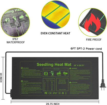 2 Pack Seedling Heat Mat 10X20.75`` Durable Waterproof Plant Heating Pad Warm Hydroponic Heating Mat for Seed Starting Germination Plant Propagation