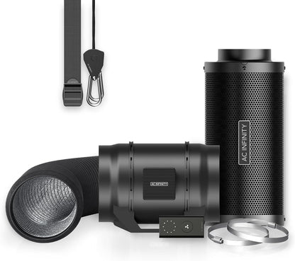 AC Infinity Air Filtration Kit 8”, CLOUDLINE LITE Inline Fan and Carbon Filter Combo, Cooling and Ventilation System for Grow Tents, Hydroponics, Indoor Gardening
