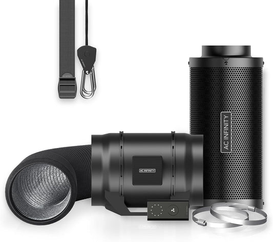AC Infinity Air Filtration Kit 8”, CLOUDLINE LITE Inline Fan and Carbon Filter Combo, Cooling and