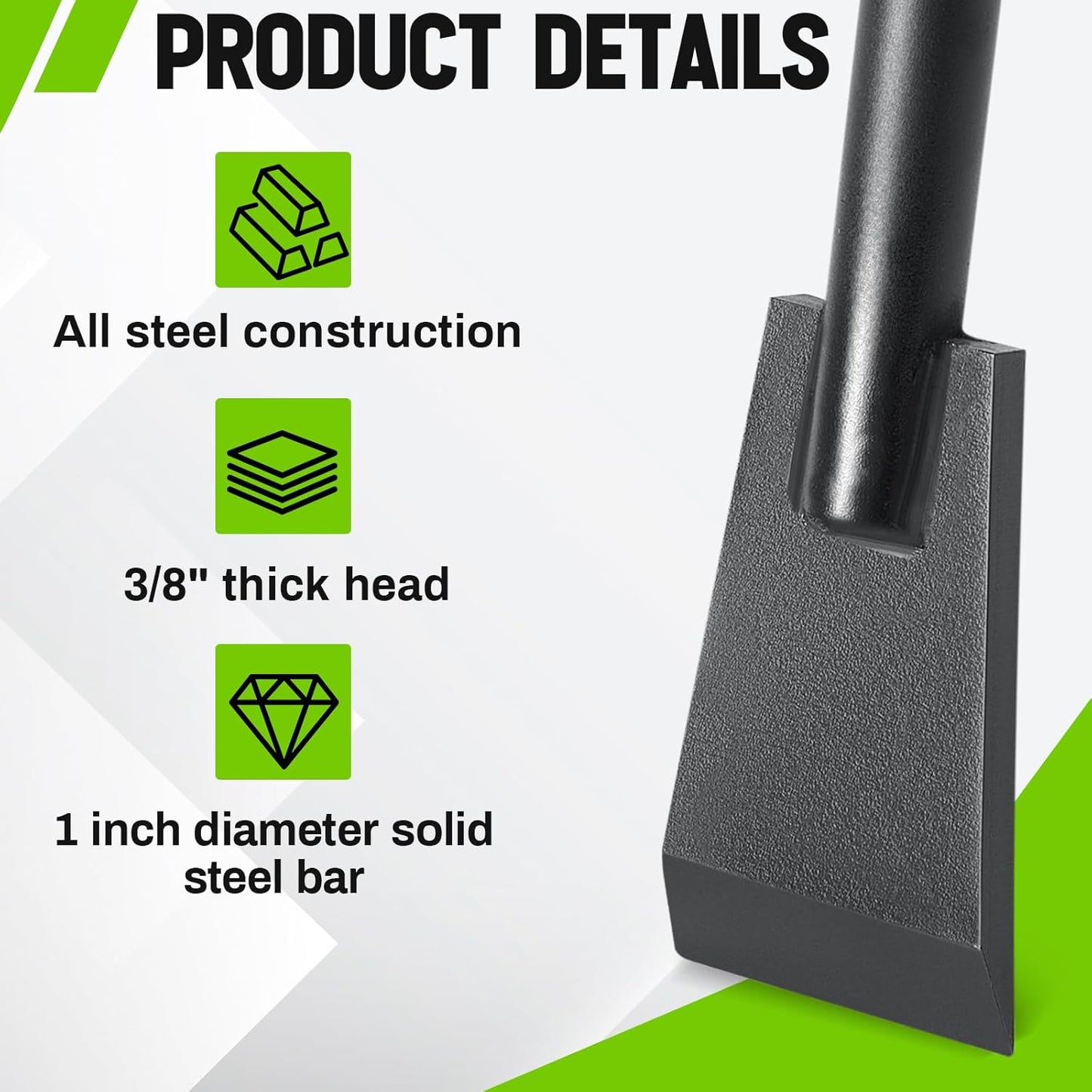 Tamping and Digging Bar Steel Bars Post Hole Digger Tamping Bar, 12 Pound, 48 inch