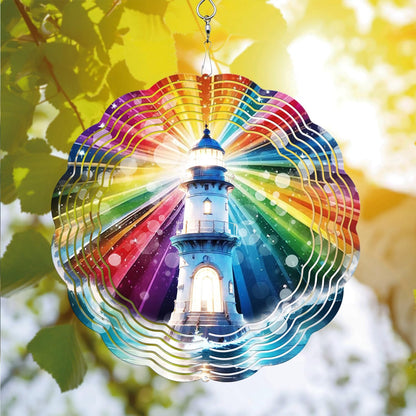 Lighthouse Wind Spinner, Lighthouse Wind Spinner Hanging for Yard and Garden, Unique Gift Wind Spinner, 3D Hanging Wind Spinner Outdoor