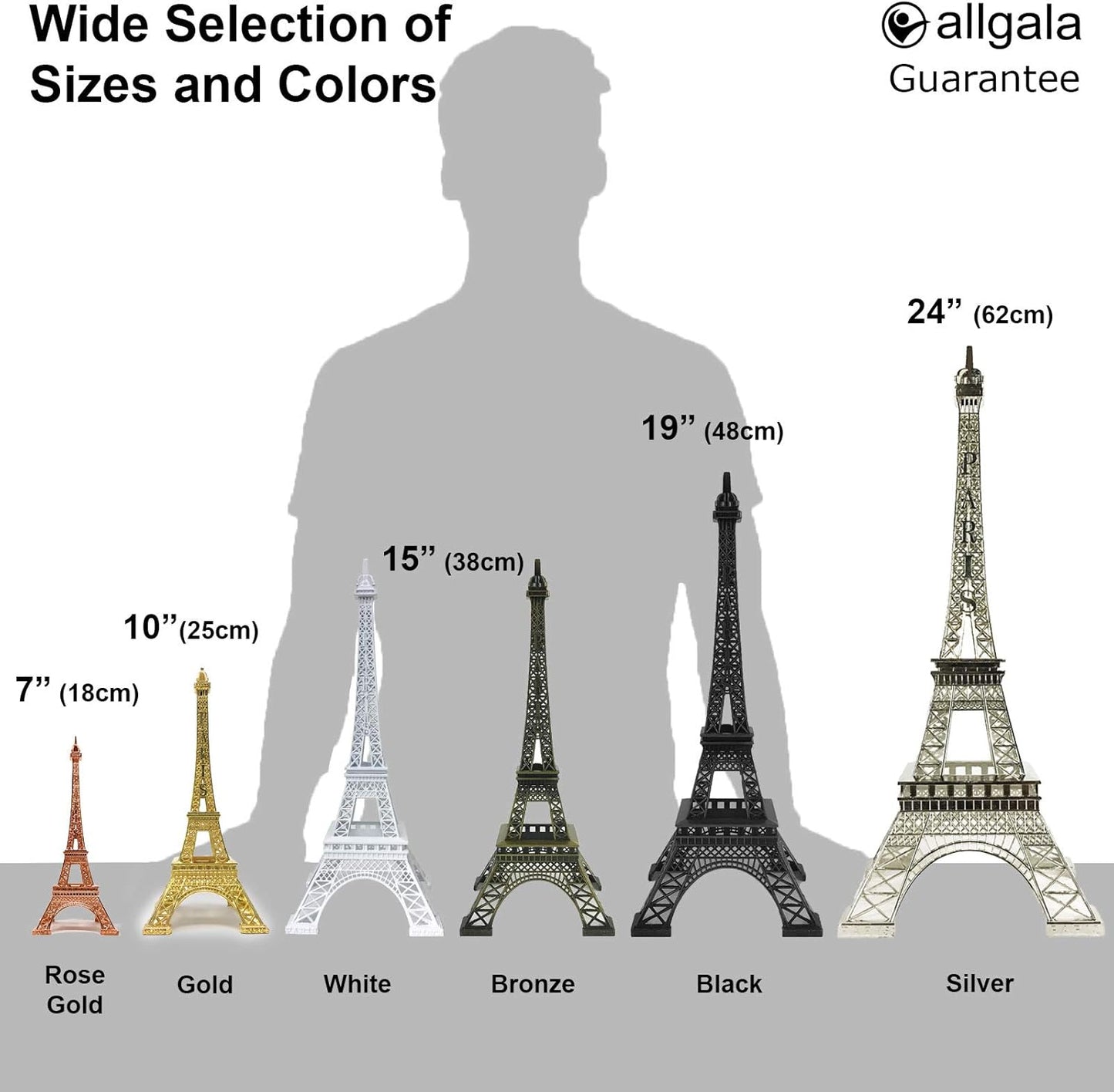 allgala 19 Inch 48CM Eiffel Tower Statue Decor Alloy Metal-Gold (EF19-86193)
