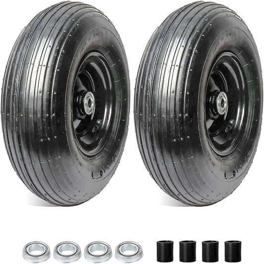 AR-PRO (2-Pack) 4.00-6" Tire and Wheel, 13" Pneumatic Tire and Rim for Wheelbarrow, 5/8" extra 3/4"