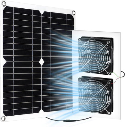 25W Solar Powered Fan for Chicken Coop, Plug Play, Solar Exhaust Fan for Shed, Greenhouse, Dog House, Kennel, Attic, Barn, Waterproof Ventilation with Strong Airflow, Easy Connector