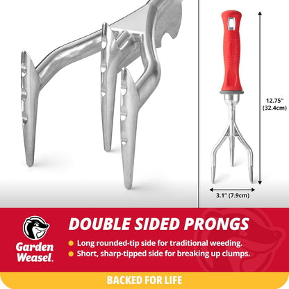 Garden Weasel Double-Sided Garden Cultivator/Tiller | Cultivate, Till, Break Up Soil | Planting and Gardening Hand Digging Tool, Heavy Duty Cultivator, Hand Tool Weeder | 91367