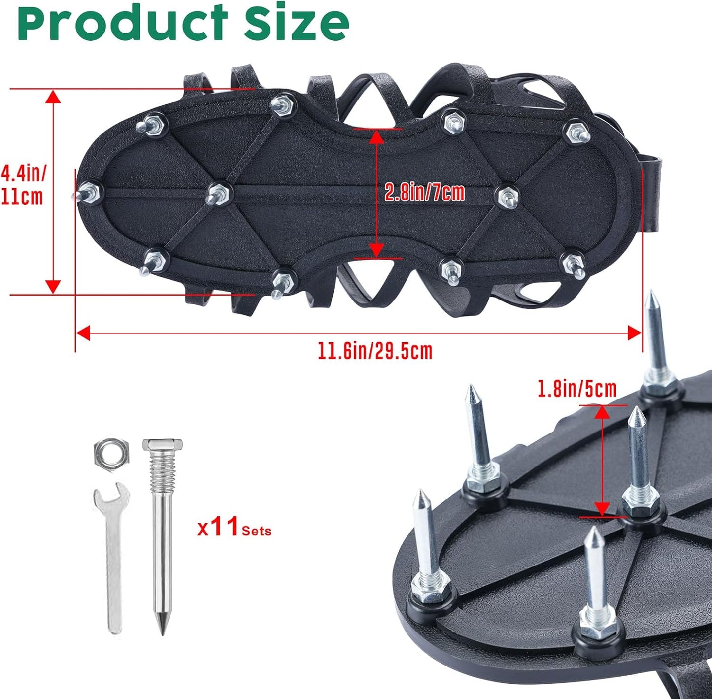 Professional Lawn Aerator Shoes – Adjustable Spike Shoes with Wrap Lacing, Heavy-Duty Spiked Aerating Sandals | One-Size-Fits-All for Yard, Patio, Lawn & Garden