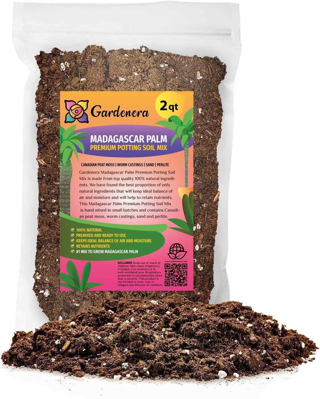 Elevate Your Madagascar Palm Oasis with Gardenera's Organic Potting Mix - Tailored for Robust Palms and Striking Form - 2 Quart