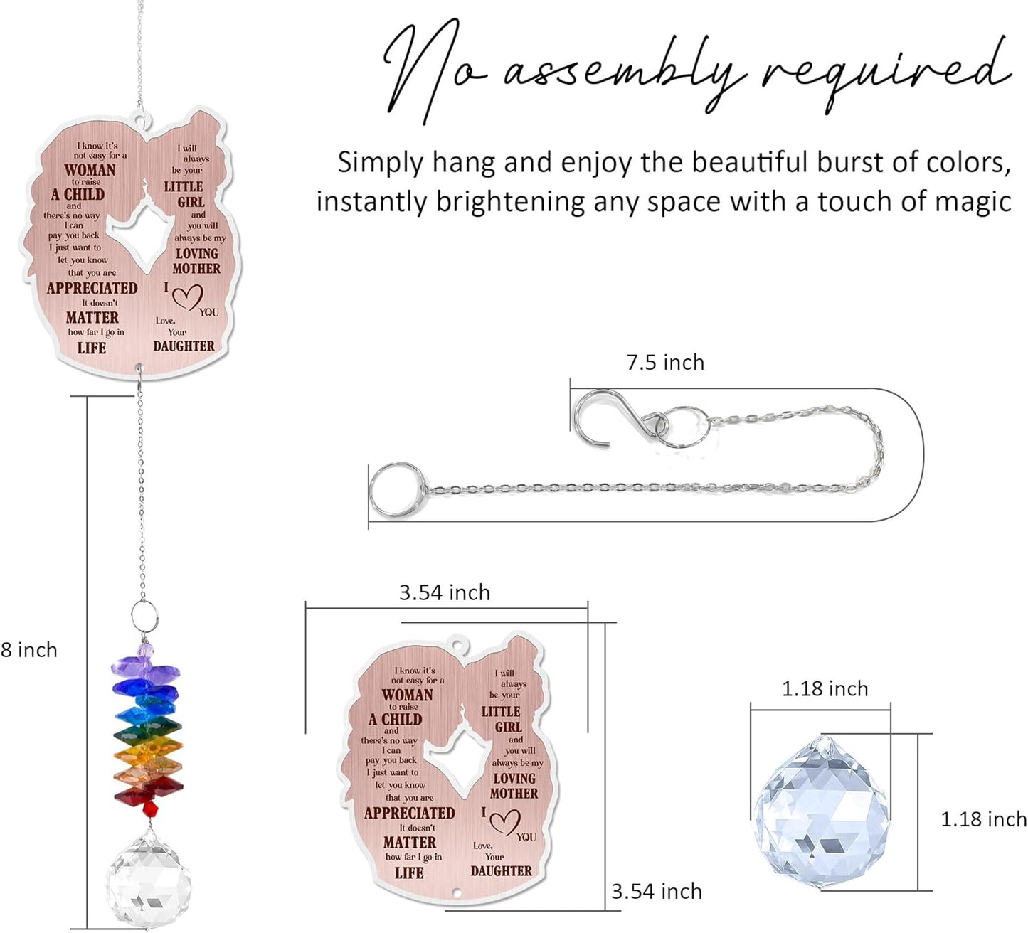 Gifts for Mom - Mom Sun Catcher Crystal Suncatcher Rainbow Maker - Hanging Window Decor - Sentimental Keepsake - Gift for Mother from Daughter
