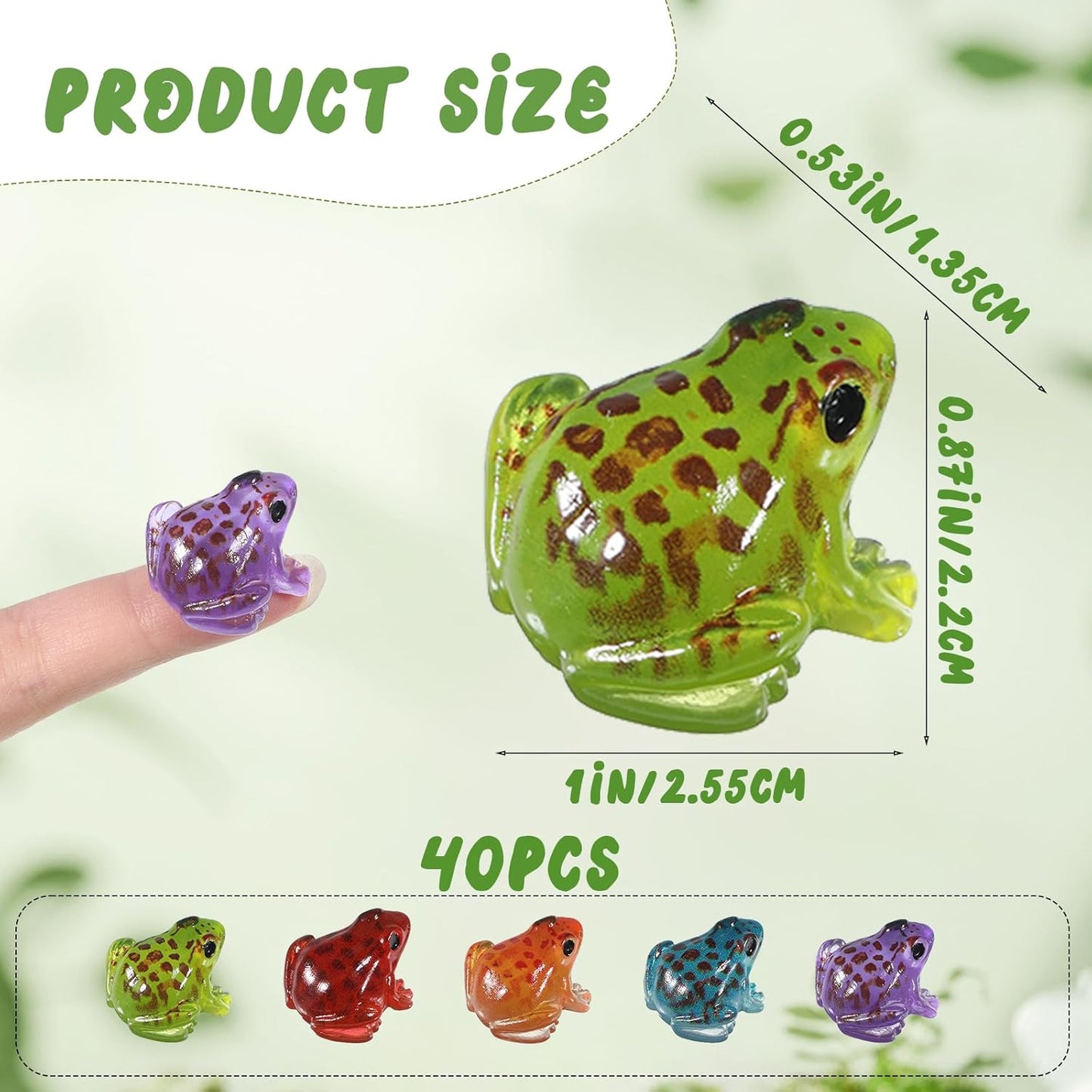 40Pcs Luminous Mini Frog Statues Model Miniature Frog Figurines Small Resin Animals Garden Decor Tiny DIY Terrarium Accessories Kit for Landscape Dollhouse Potted Aquarium Craft Party Ornament