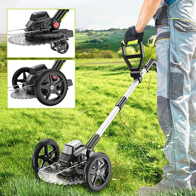 4 in 1 iToolMax Cordless Grass Trimmer, Electric Weed Wacker Cordless, Weed Eater Battery Powered with 2 Batteries, Brush Cutter & Grass Trimmer & Lawn Edger & Four-wheel Assist with 3 Types of Blades
