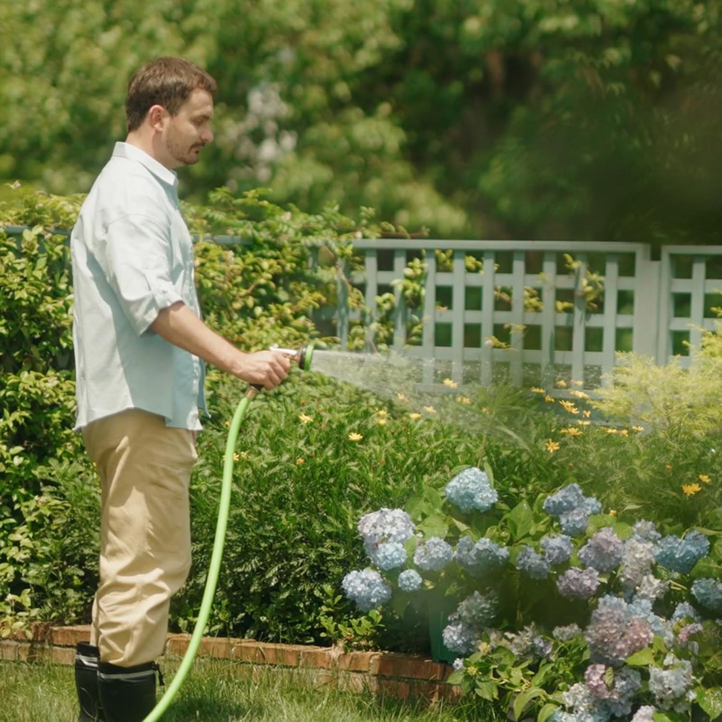 Hybrid Hose 75ft x 5/8", Short Garden Water Hose Heavy Duty, Flexible, Lightweight Hybrid Water Hose with Swivel Handle,3/4'' Brass Fittings, Available For Reel Cart Backyard Burst 500 PSI