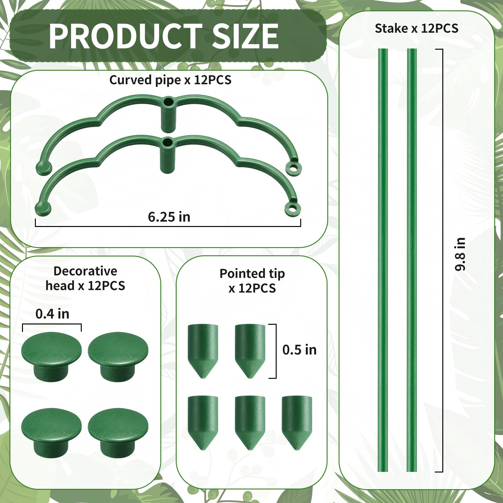 Moiggonoy 12 Pack Plant Support Stakes Sets - Versatile Plant Cages, Stackable Garden Flower